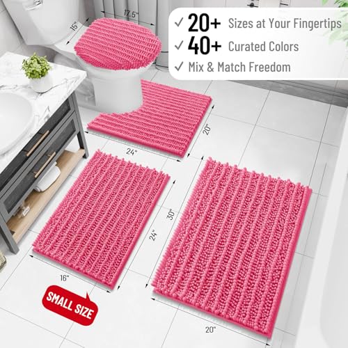 Image of Arotive Luxury Bathroom Rugs 36x24, Extra Soft Thick Absorbent Shaggy Chenille Bath Rugs, Machine Wash Dry, Bath Mats for Bathroom Floor, Tub and Shower, Home Decor Accessories, Deep Pink