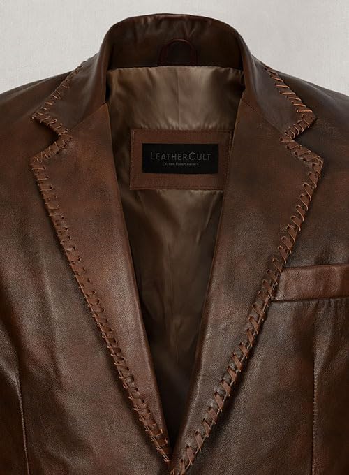 Generic Men's Leather Blazer Real Lambskin Leather Blazer Quilted Black/Brown Gift for Him, Baige4