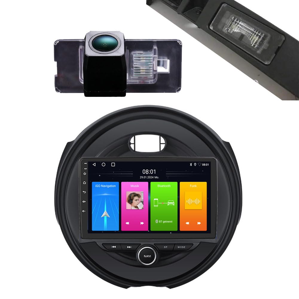 Reproductor de coche, GPS, navegación, Carplay/Android para BMW Mini R56 F55 F56 F57 John Cooper Works, One First, One D, Cooper SD (con cámara de luz), Radio HD de 9 pulgadas