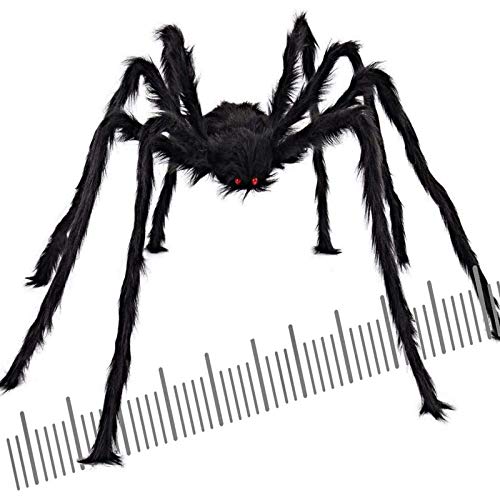 Halloween Spider Giant Spiders Halloween Decoration Scary Large Spider Big Spider Decoration 6.6 Ft 200cm Fake Spider Hairy Spider Props for Yard Indoor and Outdoor Spider Halloween Decoration