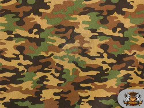 Premium 100% Cotton Camouflage Quilt Fabric - Versatile 45-Inch Wide Army Green Material Sold by the Yard