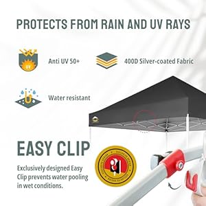Crown shades 10×10 heavy duty canopy premium pop up canopy tent extra sun shade protection with 400d strength oxford fabric great for trade shows events tailgates commercial use gray  urban country home decor
