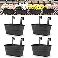 OGIMA 4pcs Hanging Flower Pots, Metal Iron Wall Planter Indoor/Outdoor for Railing Fence Balcony Garden Home Decoration with Detachable Hooks