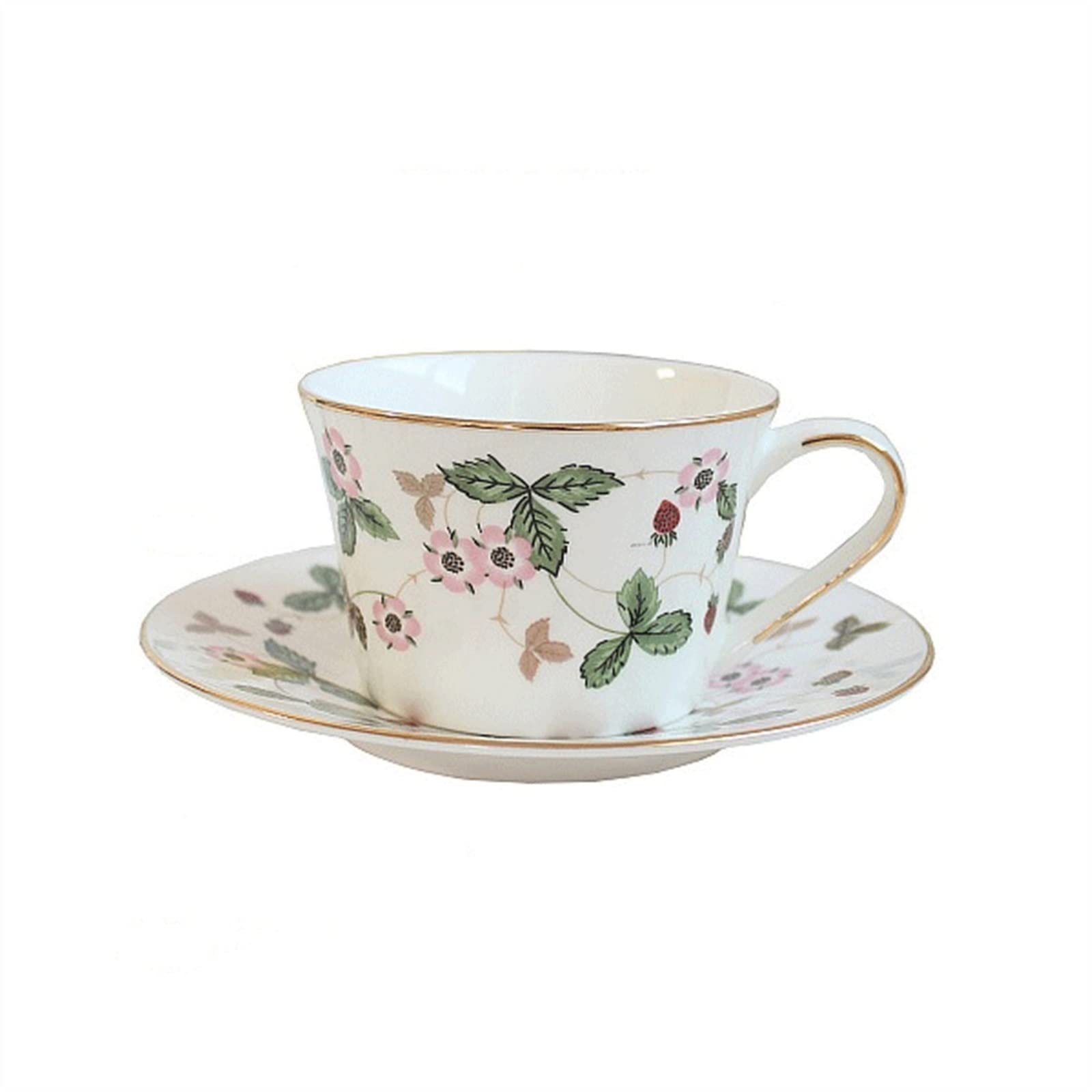 OLSKFUH Home Exquisite Bone China Wild Strawberry Coffee Cup Afternoon Tea Lovely Ceramic Plate Decor,