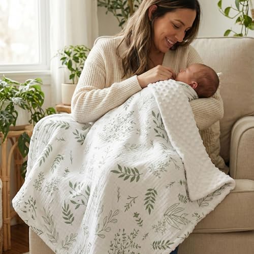 Image of GLLQUEN BABY Muslin Baby Blankets for Boys & Girls, 2-Layer Toddler Blanket