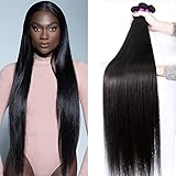 Human Hair Bundles Straight 3 Bundles 18 20 22 Inch Hair Weave Human Hair Straight Bundles100% Unprocessed Virgin Hair Straight Human Hair Bundles Natural Black for Women