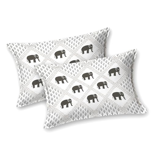 Image of BLOCKS OF INDIA Hand Block Printed 200 TC Cotton Super King Size Bedsheet (Brown Small ELE)
