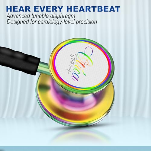Image of OTICA Double-Sided Stainless Steel Master Style Cardiology Stethoscope Exceptional Acoustic Rainbow /Kaleidoscope Finish Chestpieces-Headset for Medical Professionals | Flexible Tubing & Soft Sealing Eartips | For Doctor,Nurse,Vet,Medical Student (Grey)