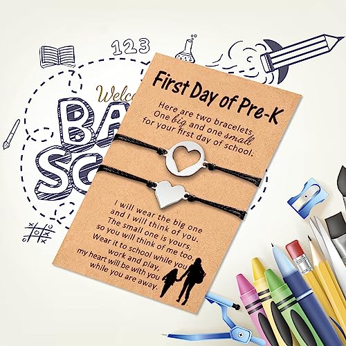 Image of First Day of School Kindergarten Bracelet, Back to School Bracelet Anxiety Separation Gift for Daughter