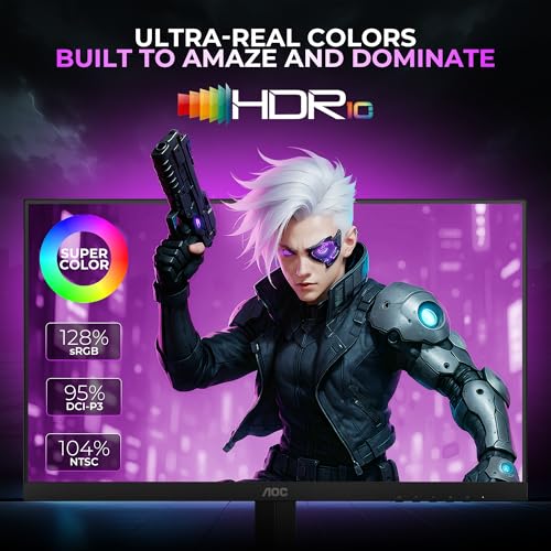 Image of AOC 27G42E Gaming Monitor 27 inch FHD Fast IPS Gaming Monitor, 180Hz Refresh Rate, 0.5ms Response Time, Adaptive Sync, HDR10, Flicker-Free, HDMI 2.0 and DisplayPort 1.4 Connectivity (Black)