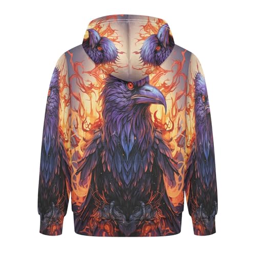 Angry Animal Crow Hoodies Hooded Athletic Sweatshirts Cute 3D Print for Girls Boys (Health Fabric)2