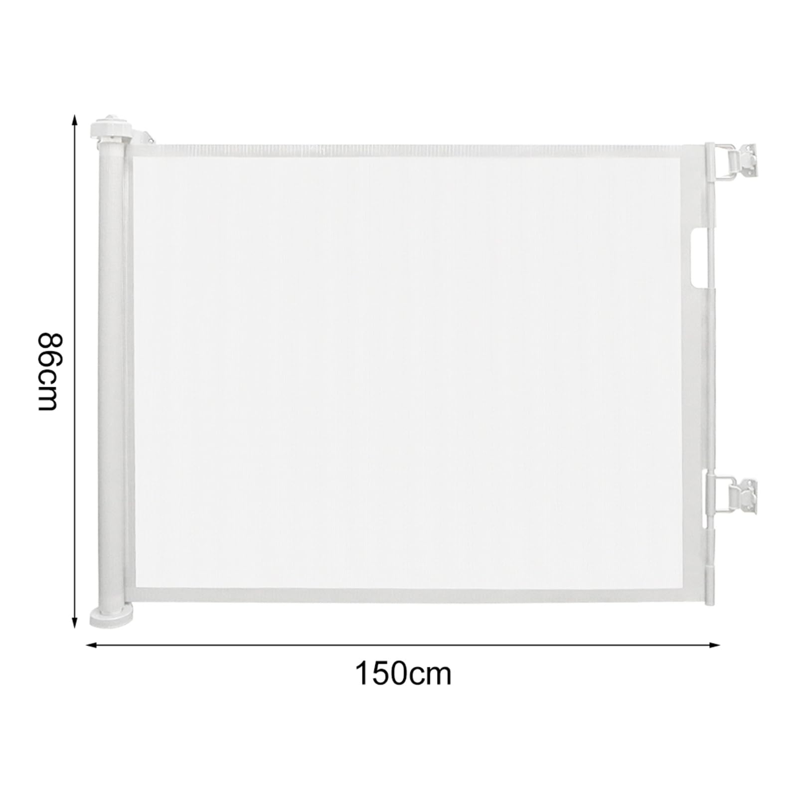 Barrera de seguridad extensible para bebés y perros, 86 cm de altura, 150 cm, color blanco