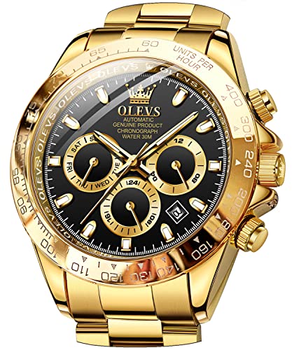 OLEVS Mens Automatic Mechanical Watch Self Winding Stainless Steel Waterproof Luminous Calendar Watch Casual Business Luxury Dress Watch