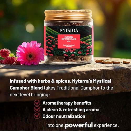 Image of Nytarra Mystical Camphor Trio - Rose, Sandalwood, Frangipani | Original Pure Camphor Infused with Aromatic Herbs & Spices | Diffuser Friendly Botanical Blend | Clean & Soothing Aroma