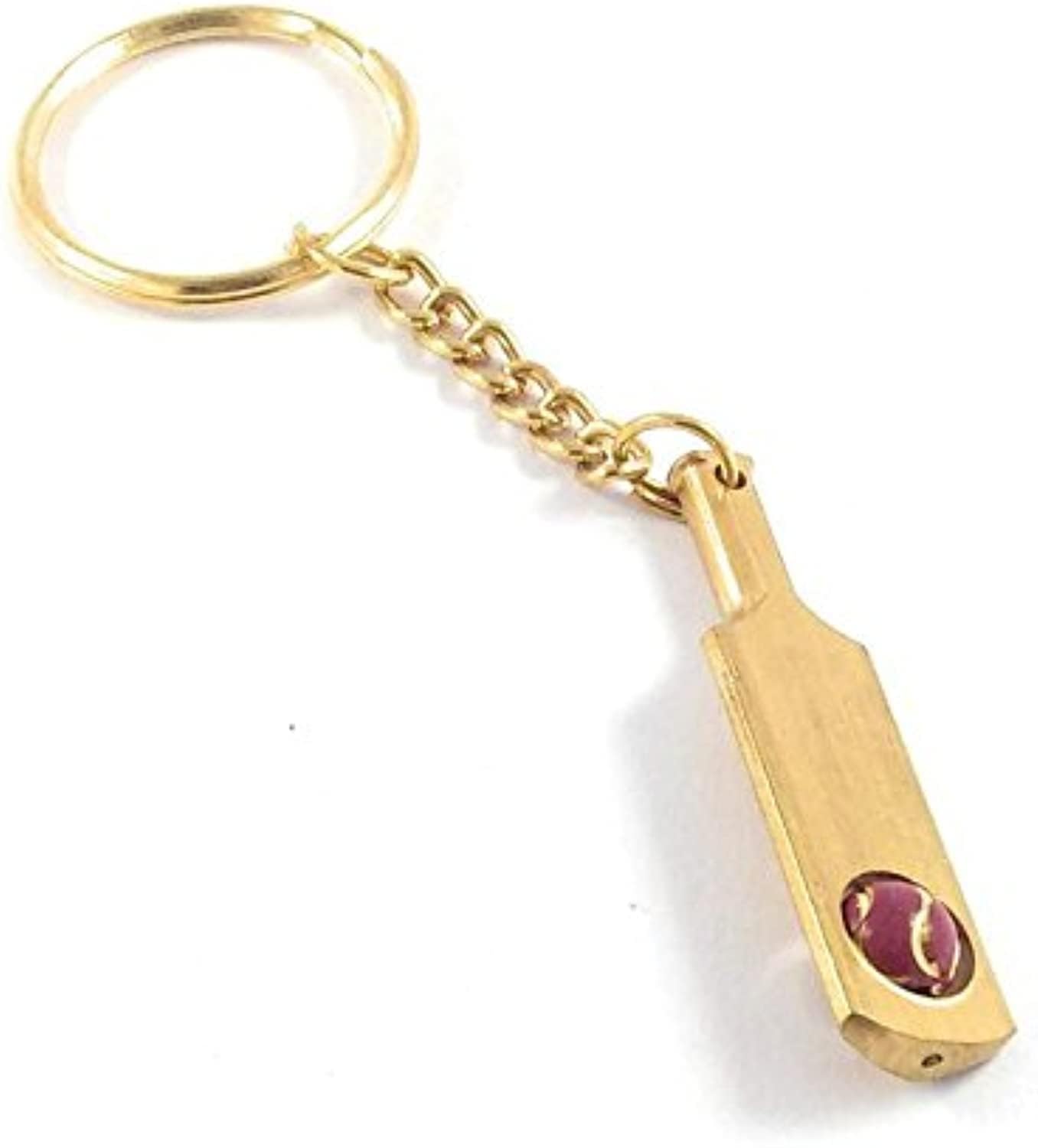 Small Cricket Bat with Rotating Ball Inside Brass Metal Keychain/Keyring for Boys, Girls, 10cm (Golden) (1)-image-12