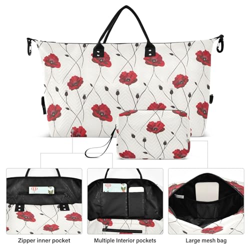 senya Weekender Bags Travel Duffel Gym Bag Poppies Flowers Carry on Overnight Tote Bag with Toiletry Bag for Airplane Travel Trip Gym Yoga, g366828065p1006c1071s24422
