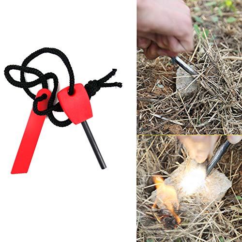 Pocket Chainsaw Survival Chain Saw Magnesium Fire Rod Fire Starter 29 Inches Portable Garden Handle Hand Saw with Sharp Teeth Survival Tool Emergency Kit for Camping Hunting Tree Cutting