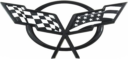 Banderas cruzadas de nariz delantera, emblema de repuesto para automóvil 97-04 Corvette C5 Chevrolet Decal 19207384 19207385 (parte delantera - con