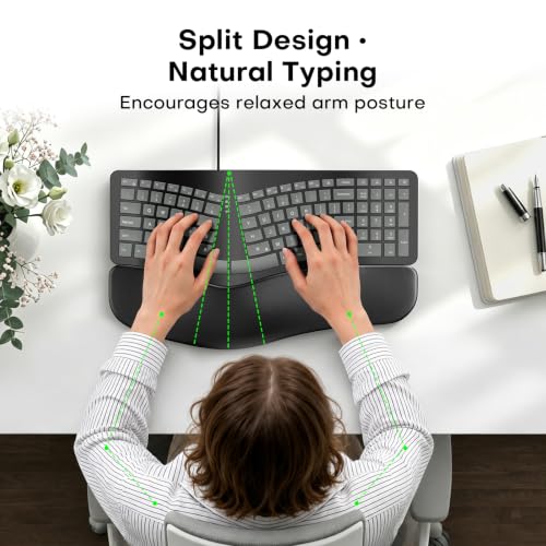 Image of OMOTON USB-A Type-C Ergonomic Keyboard Wired with Cushioned Wrist Rest