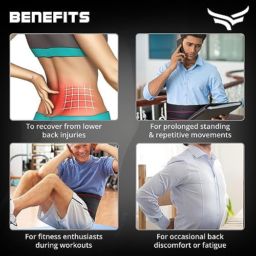 Image of XTRIM Back Support Belt For Backache, Flexible Back Splints, Elastic Webbing, Better Ventilation, Double Pull Mechanism, Hook Loop Closure, Easy to Wear & Remove (Black, Large, 1 Unit)