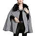 YATBzz Femmes Printemps Hiver Manteau Chaud Manteau en Fausse Fourrure Collier Cape châle Cardigan Femme Tricoter Cardigan Pull Poncho (Color : Gray, Size : One Size)