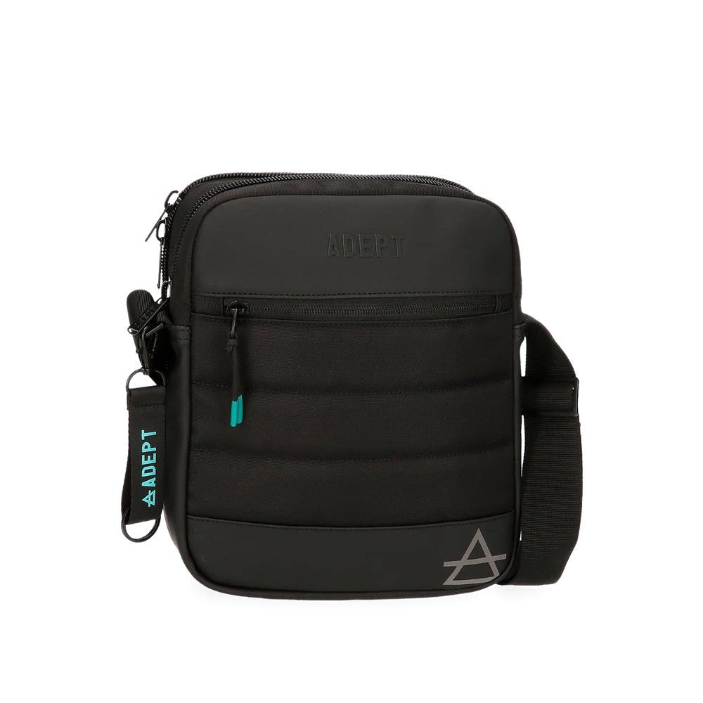 ADEPT joumma bags,s.l Dmas Messenger Bag Portable Two Compartments Black 22 x 27 x 8 cm Polyester and PU, Black/White, Two Compartment Portatablet Shoulder Bag