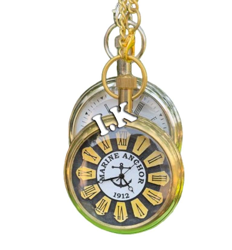 Brass Antique Nautical Watch Vintage Style Pocket Collectible Antique Brass Pocket Watch Set of 2-image-38