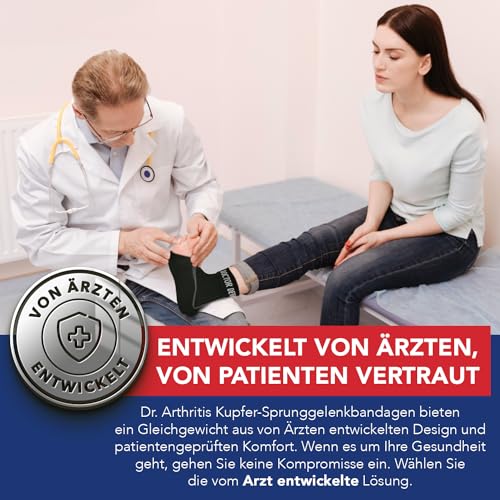 Dr. Arthritis Von Ärzten Entworfen, Sprunggelenkbandage, Flexible Fußbandage, Knöchelbandage für Sprunggelenk und Mittelfuß, Stützende Bandage für Fußgelenk und Achillessehne, 1 Paar, Schwarz, XL