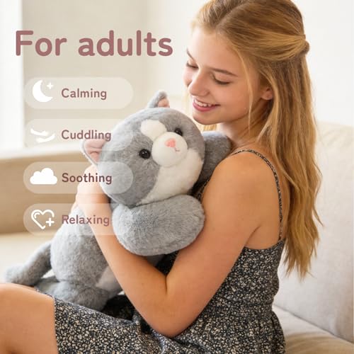 Image of Niuniu Daddy Weighted Cat Stuffed Animals Gift Box Set, 20 Inch 3.3 lbs Weighted Plushies, Heavy Calming Body Pillow for Sleeping, Sensory Lying Lap Pad Toy Companion for Kids and Adults