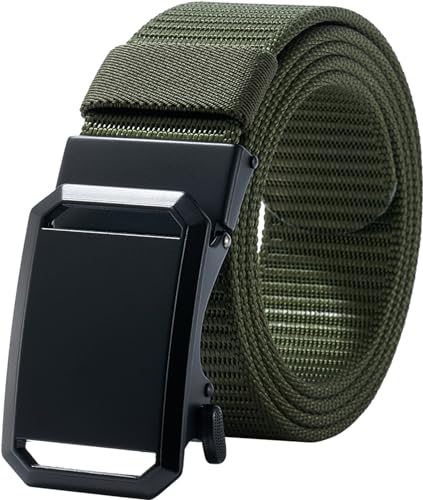 Image of LionVII Men's Belt,Ratchet Belt for Men Casual, Nylon Jeans Belt with Click Buckle, Breathable Fabric Waist Strap Easy Adjustable Trim to Fit 28-49 inch Waist