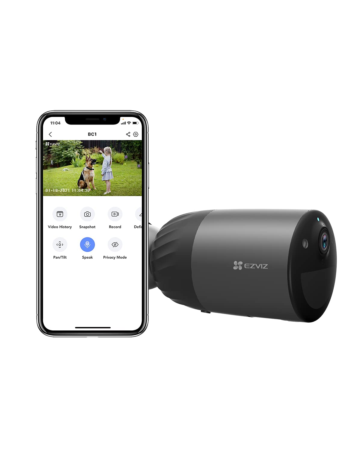 EZVIZ BC1C - Cámara de vigilancia WiFi Exterior inalámbrica 1080P, autonomía de 210 días, cámara con baterías 7800 mAh, detección de Persona, visión Nocturna en Color, Audio bidireccional, IP66