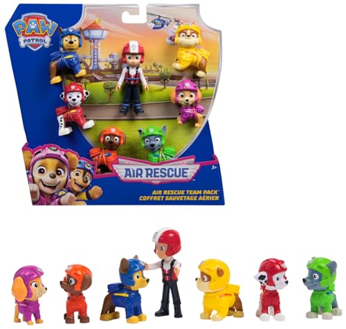 Paw Patrol - Pat Patrouille - Coffret Cadeau 7 Figurines Air Rescue - Figurine À Collectionner - Mission Voltige - Pat Patrouille Jouet - Cadeau Enfant 3 Ans...