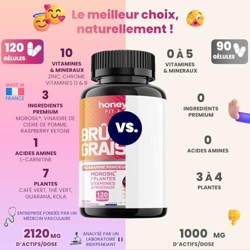 Bruleur de Graisse Puissant Morosil Homme & Femme 120 gélules | Coupe-faim et perte de poids | Vinaigre de cidre | Minceur extra fort | Brule Graisse | ventre plat, draineur jour nuit | Fat burner – Image 8