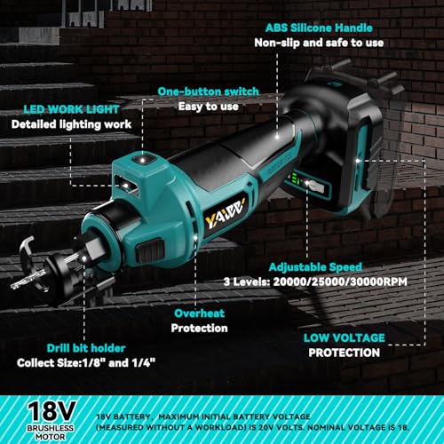Image of Cordless Drywall Cut-Out Tool for Makita 18V Battery, 3 Speed Adjustable Brushless Rotary Saw with Up to 30000 RPM, Compact Spiral Saw Kit for Cutting Wood Drywall,Sheetrock,Wood, (Bare Tool Only)