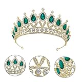 WEKADRIN de Novia Delicada con Cristales Forma de Gota de Agua Diadema Verde para Bodas Accesorios para Cabello Femenino Elegante Tocado para Fiestas y Actuaciones