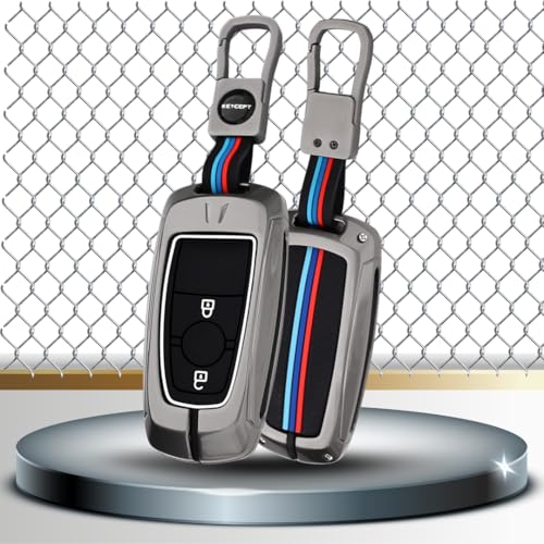 Image of KEYCEPT Metal Alloy Key Cover Compatible for Fo-rd Ecosport, Endeavour, Figo, Freestyle, Aspire 2 Button Smart Key with Keychain (Short Keychain).