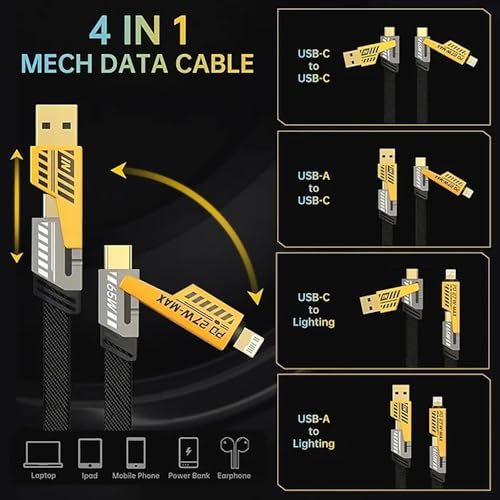 Image of 4 in 1 Braided Fast Charging Cable 65W |Nylon Braided Charger Cable | USB-Lightning,USB-C,C-to-C & Lightning-to-C |Multi Charging Cable Compatible with iPhone,iPads,Tablets,MacBooks & Android Devices