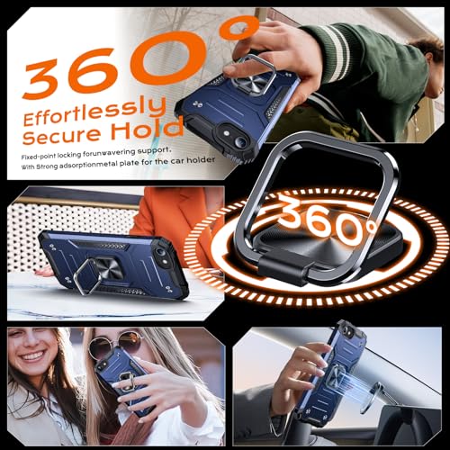 Image of Anqrp Heavy Duty Case for iPhone 6 /7 /8 /SE /SE2 Case with Enhanced Ring Holder Grip Stand, Military Grade Shockproof Rugged Drop Protective Silicone Hard Slim iPhone SE Phone Case Cover,Vivid Blue