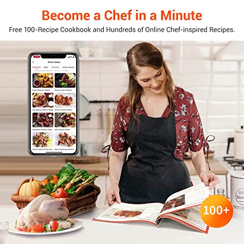 Ultenic K10 Airfryer 5L, Smart Air Fryer met 11 Programma's, Heteluchtfriteuse met Aanraakscherm, Online Recepten, Voorverwarmen en Warmhouden, BPA PFOA vrije Non-Stick Mand, 1500W, Wifi, Alexa - Afbeelding 5