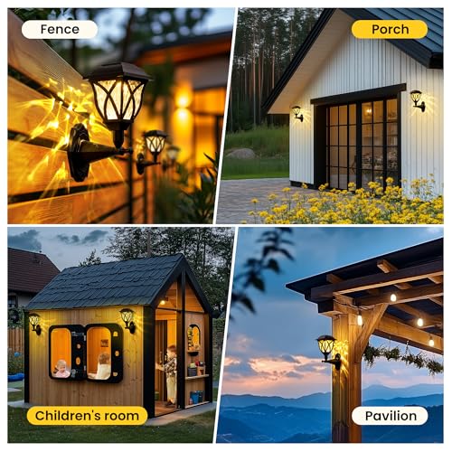 Solpex Solar Lights Outdoor Garden,2 Pack Solar Powered Outdoor Wall Lights, Waterproof Solar Fence Lights Decoration for Patio, Garage, Shed,Yard,Deck,Warm White - Image 5