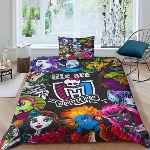 Monster High Pour Adultes Et Enfants 3D Imprimé Animated Characters Housse De Couette Housses De Couettes Parure De Lit Microfibr Avec Taies E Avec Fermeture À...