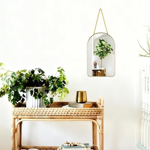 Arched Wall Mirror with Plastic Frame Arched Bathroom Mirror (Gold, 26L x 16.5W cm) - Image 5