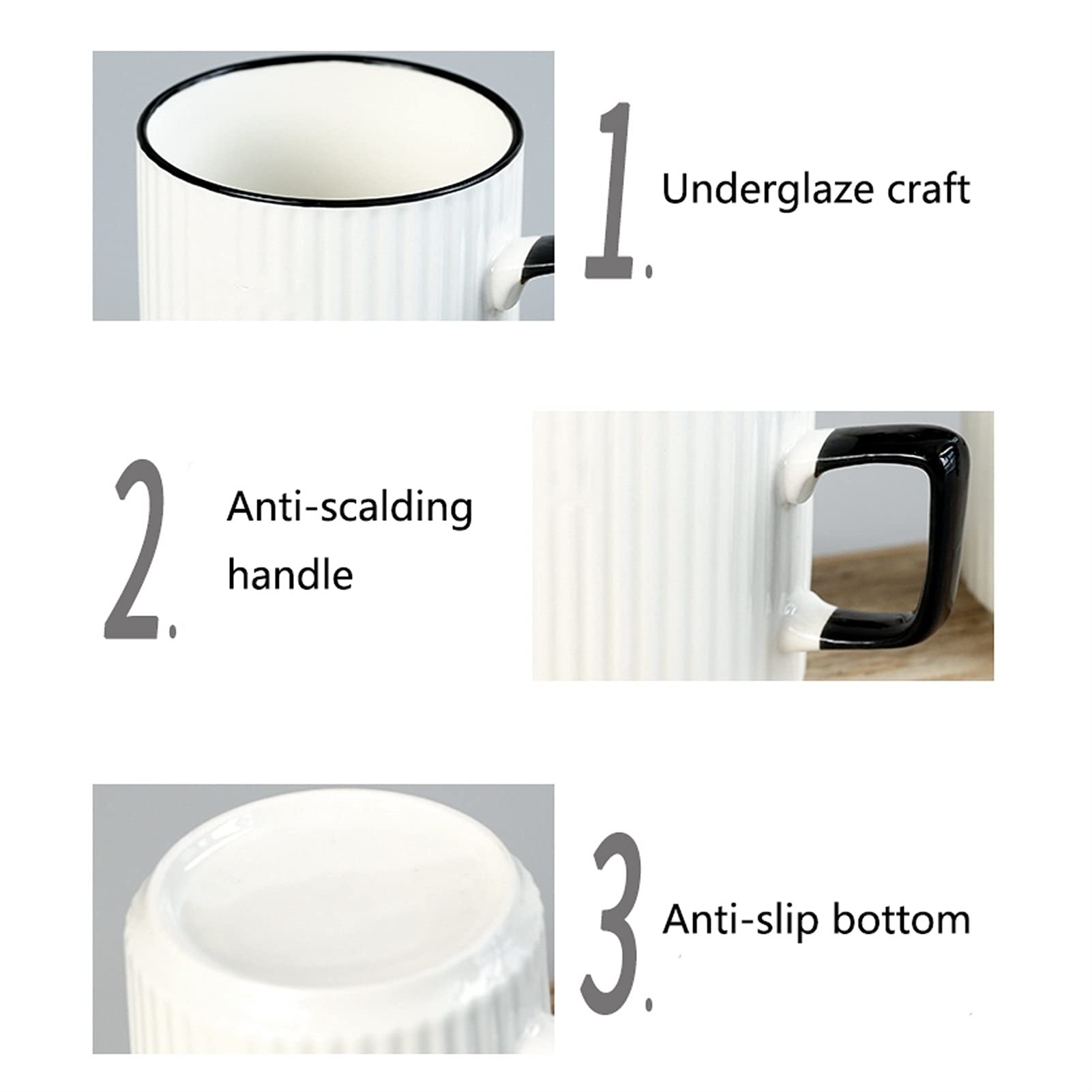 Kubek do kawy, filiżanka do herbaty kreatywny ceramiczny kubek śniadaniowy 13,5 uncji kubek na wodę z łyżeczką może być używany do przechowywania płatków owsianych i mleka