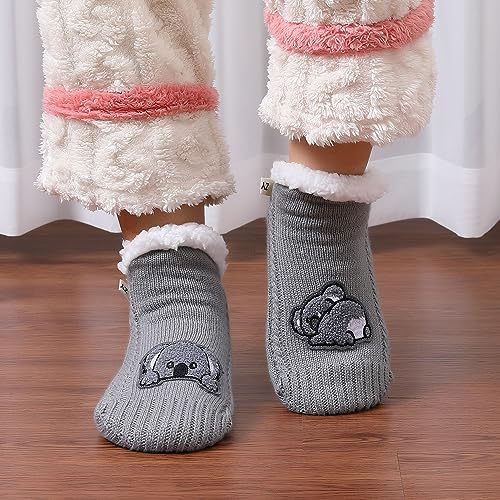Image of ZYZX Cute Animal Slipper Socks for Women with Grips,Fuzzy Socks Indoor