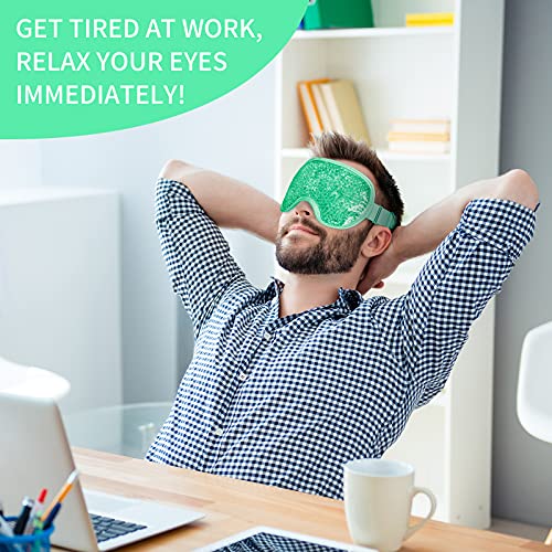 Cooling Eye Mask With Gel Bead, Reusable Cold Compress Ice Pack Sleeping Eye Cooling Pads For After Eyelid Surgery, Puffiness, Puffy Eyes, Headache, Migraine Relief (Green) #TOP6