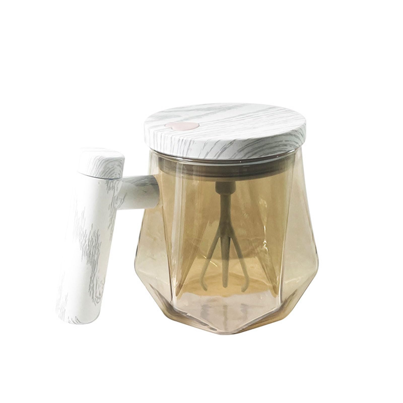 Tsophreniq 400ml Stirring Coffee Cup Electric Highly Speed Mixings Cup Highly Borosilicate Glass Mug for Coffee, Milk, Protein Electric Speed Mixings Glass Mug Kitchen