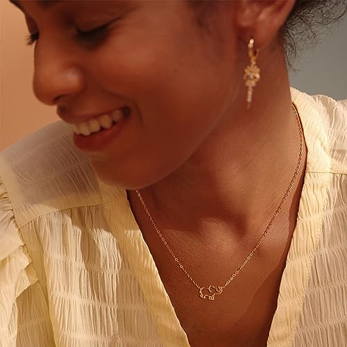 Fettero Animal Necklaces for Women Gold Plated Necklace Butterfly Bird Cat Elephant Snake Bull Pendant Necklace Dainty Chain 14K Gold Plated Minimalist Simple Cute Jewelry2
