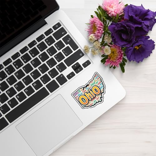 Image of Ohio State Sticker Vinyl Decal Waterproof 5 Inch USA State Shape for Laptop Water Bottle Car Window Bumper Truck Travel Souvenir Gift