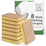 8er-Pack umweltfreundliche, kompostierbare, biologisch abbaubare Küchenschwämme, spülmaschinenfest, mit widerstandsfähigen Schwämmen