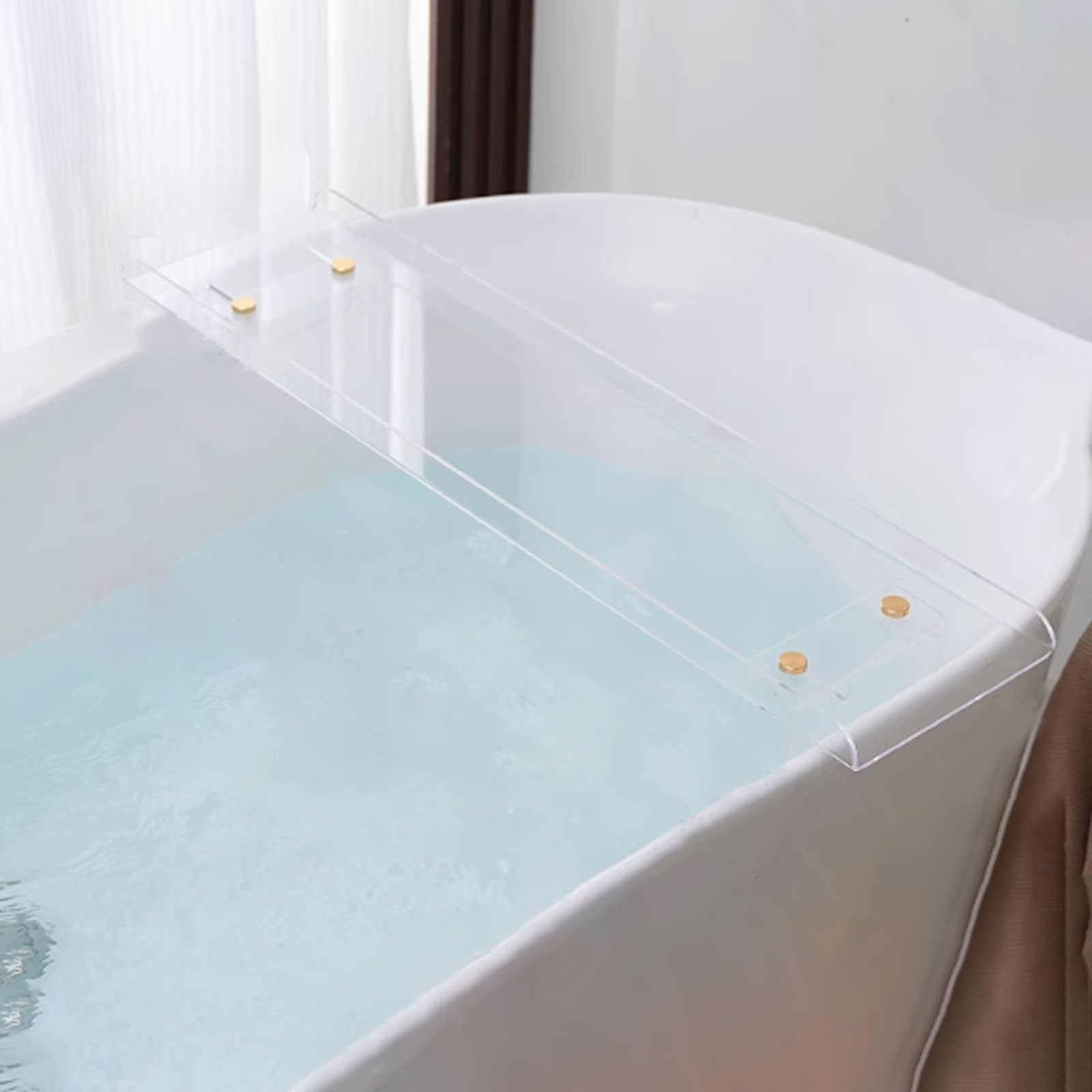 JKJZSALJ Extendable Acrylic Bath Tray Rack - Over Bathtub For Tablet Phone Wine Glass & Candles - Ideal For Relaxation & Spa Experience,Transparent-90cm